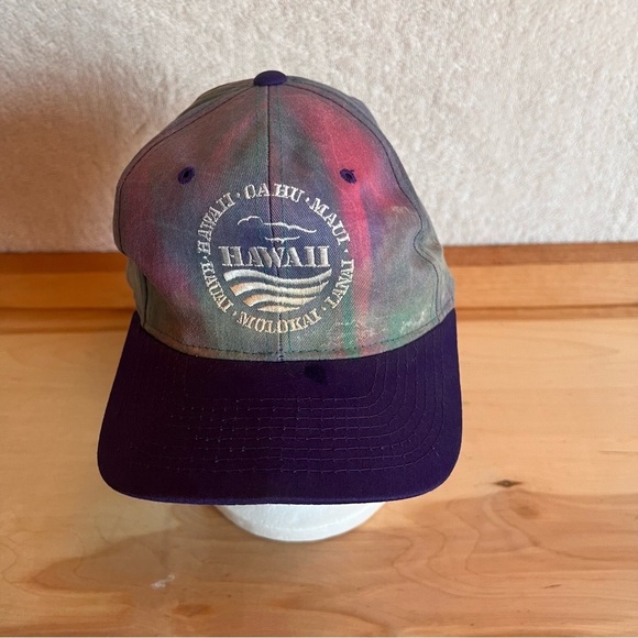 Vintage 90s Hawaii Hat Tie Dye Oahu Maui Lanai Molokai Kauai Tiki - Picture 5 of 6